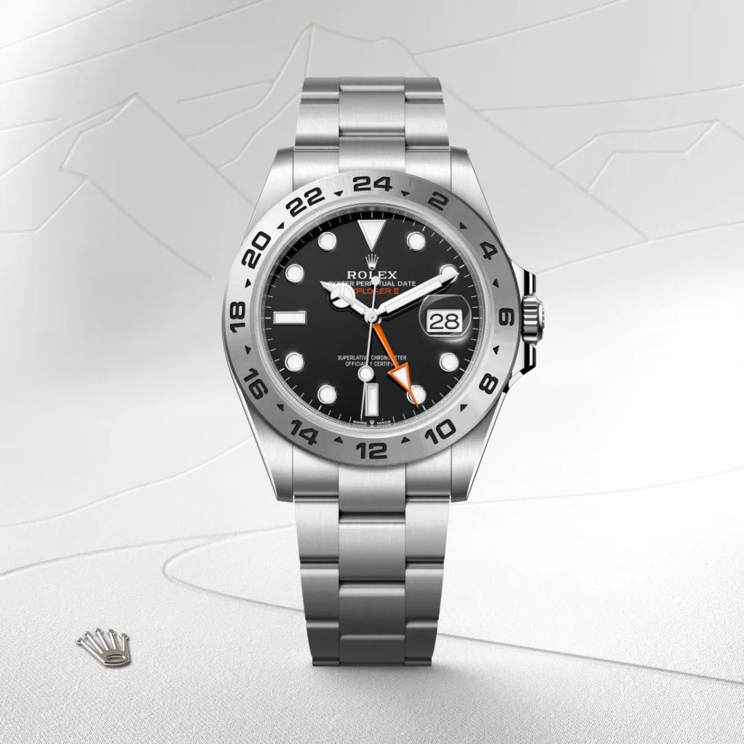Rolex エクスプローラー Ⅱ  オイスター、42 mm、オイスタースチール