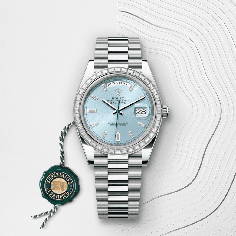 デイデイト 40 | オイスター、40 mm、プラチナ、ダイヤモンド  リファレンス 228396TBR-0002