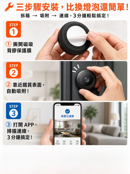 【2026最新黑科技】隱形衛士 PRO｜360°全景免拉線微型監視器（無網無電照樣錄！）