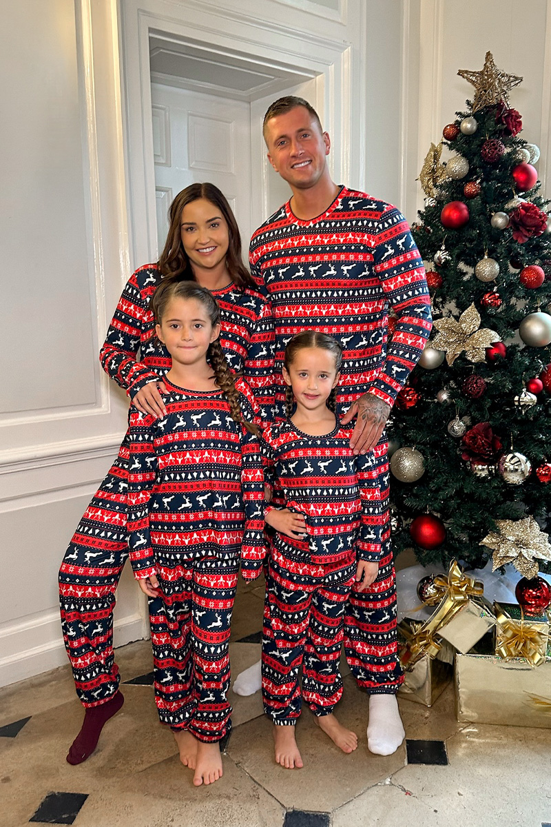 Mens Reindeer Stripe Fairisle Matching Family PJ Set