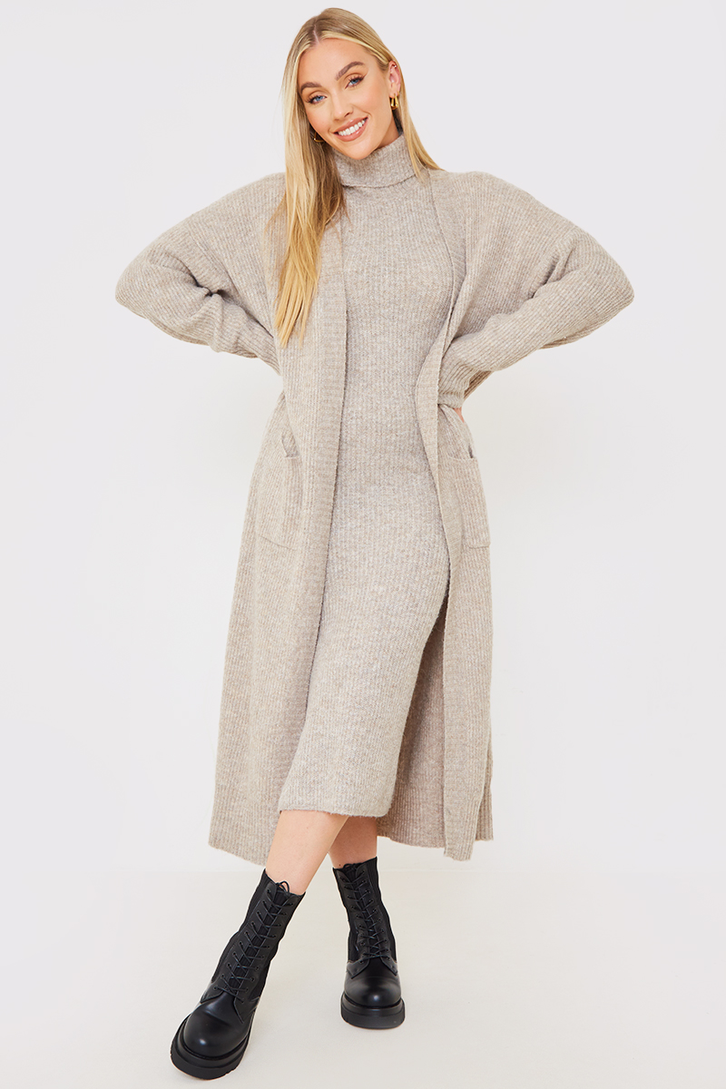 Recycled Knitted Co Ord Maxi Cardigan