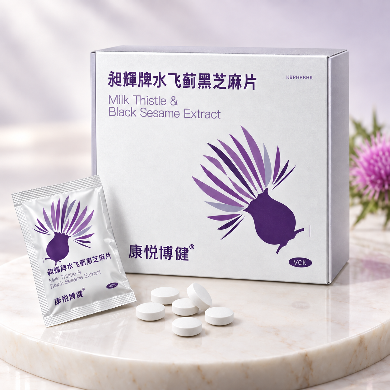 昶辉牌水飞蓟黑芝麻片（5粒/袋， 100袋/盒）