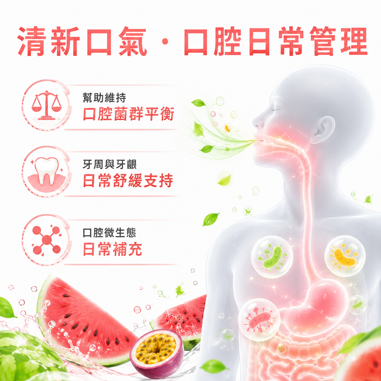 与菌共舞口香益生菌片 (西瓜百香果味)