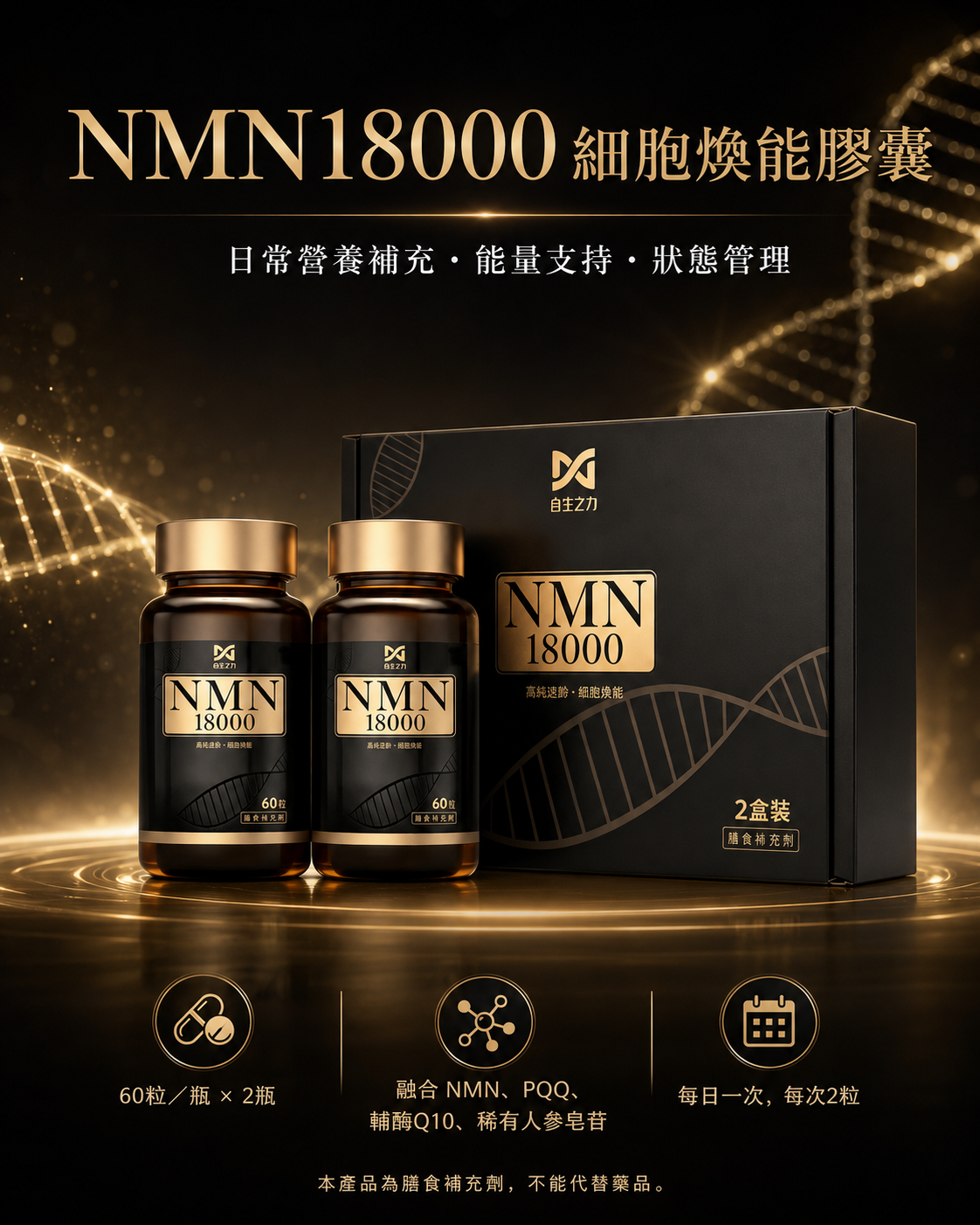 合生之力 NMN18000 細胞煥能膠囊丨60粒×2瓶