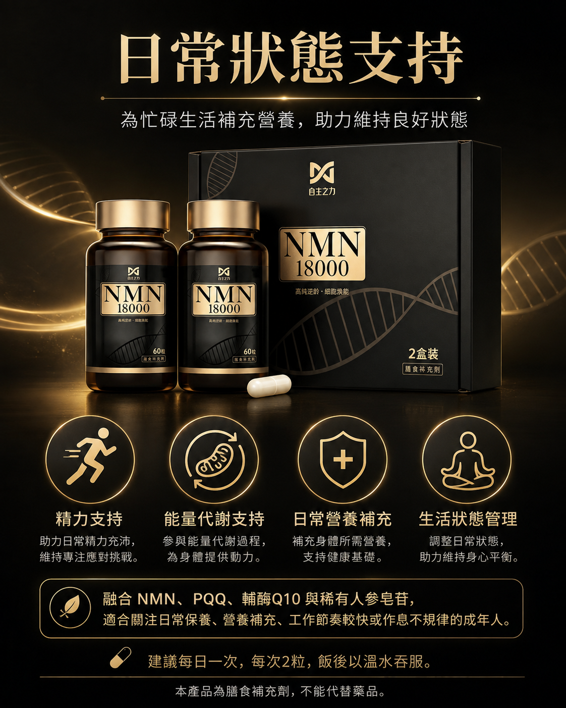 合生之力 NMN18000 細胞煥能膠囊丨60粒×2瓶