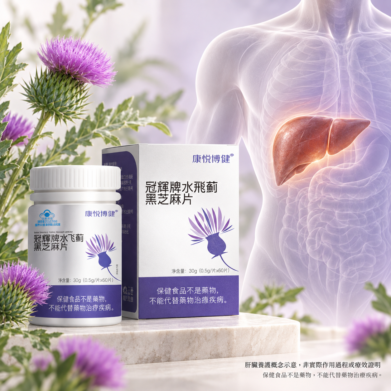 昶辉牌水飞蓟黑芝麻片（60粒/瓶）