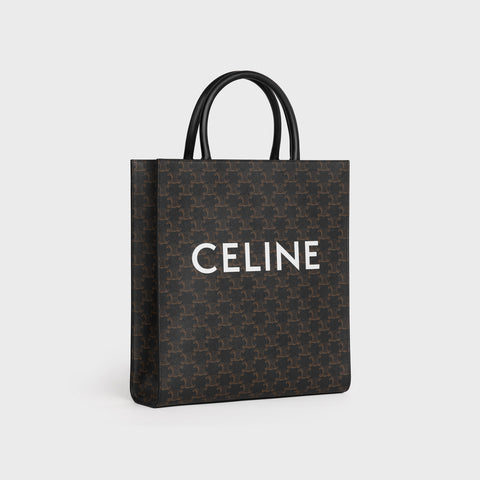 ミディアム バーティカル カバ / CELINEプリント入りトリオンフ キャンバス ブラック