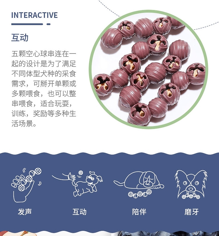 ICHEW MAGIC BELL CORE BALL – SQUEAKY CHEW BALL, 4 PCS / 100G