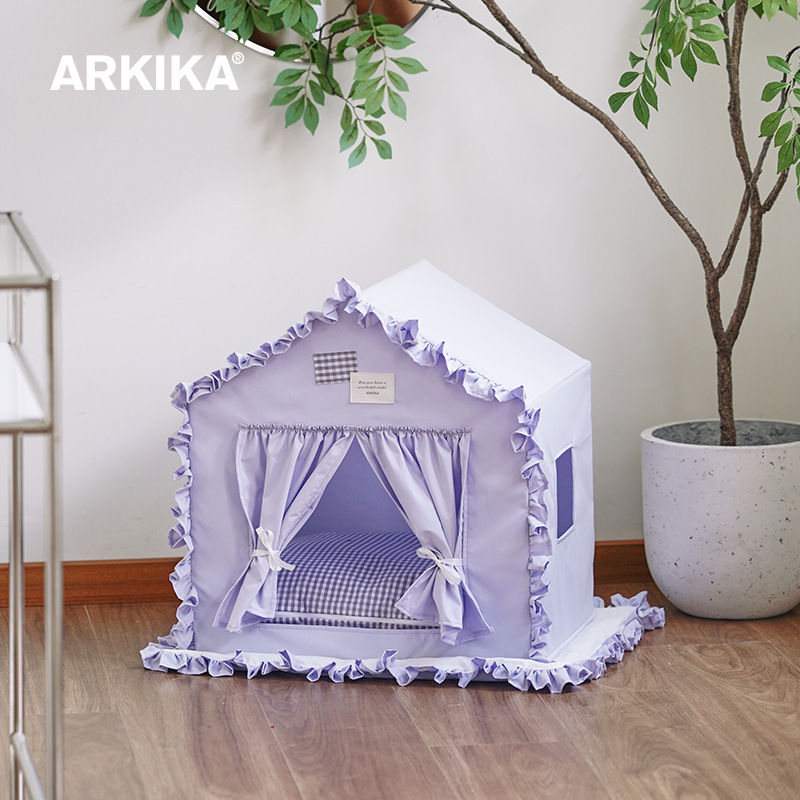 ARKIKA PET HOUSE – FOUR-SEASON LOTUS-LEAF TENT, 52 × 40 × 54 CM