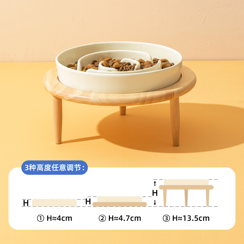 PET CERAMIC SLOW FEEDER BOWL WITH ELEVATED ROUND STAND
