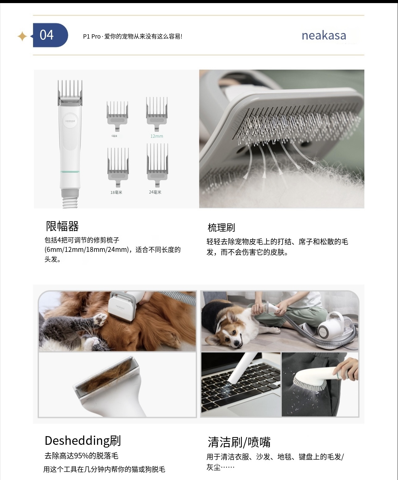 NEAKASA P1 PRO 5-IN-1 MULTIFUNCTIONAL PET GROOMING KIT