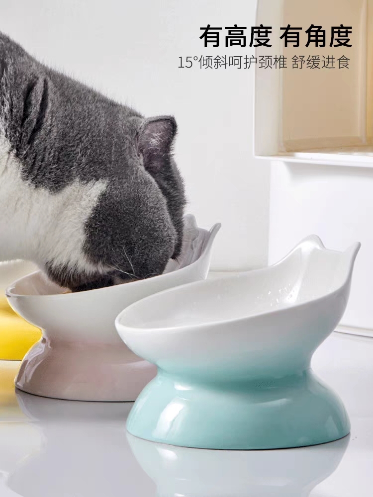 HOCC CERAMIC BOWL – GRADIENT CAT FACE ELEVATED BOWL