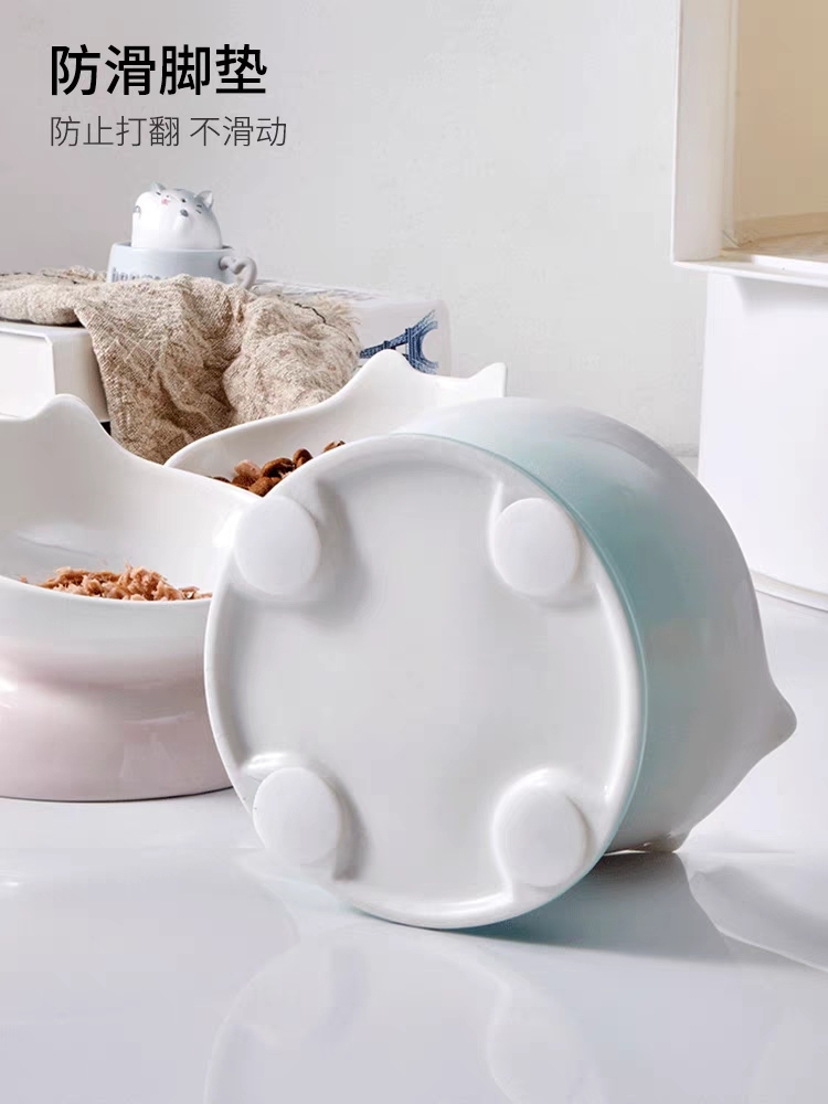 HOCC CERAMIC BOWL – GRADIENT CAT FACE ELEVATED BOWL