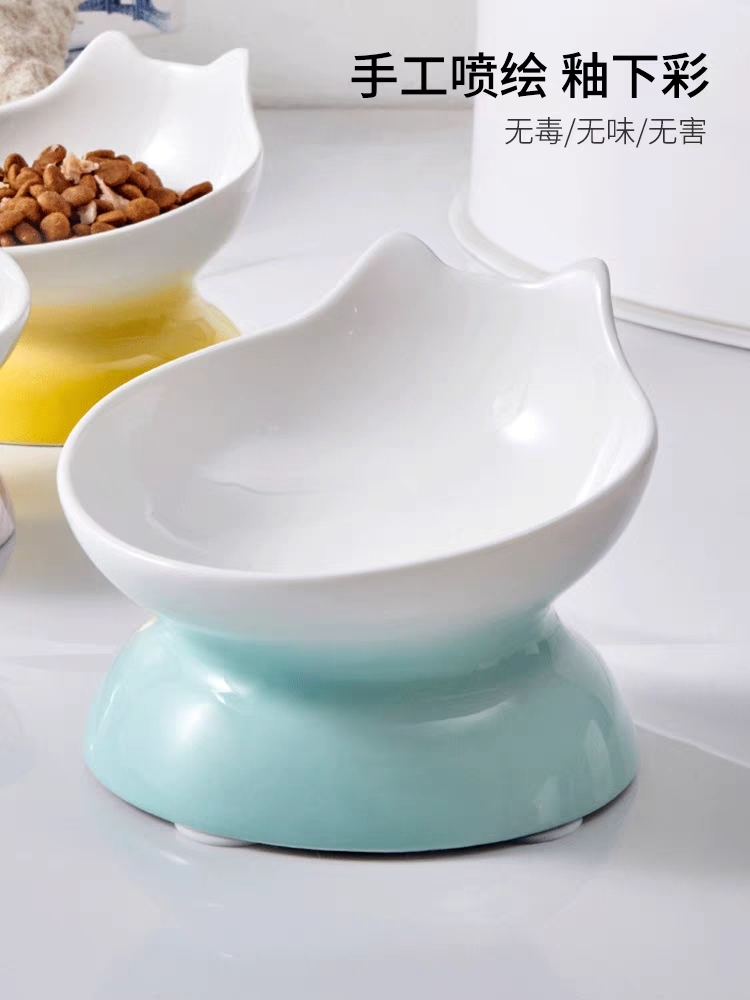 HOCC CERAMIC BOWL – GRADIENT CAT FACE ELEVATED BOWL