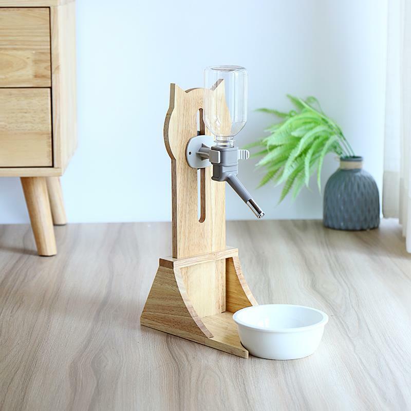 OAK PET WATER STAND – ADJUSTABLE HEIGHT, 38 × 13 × 24 CM