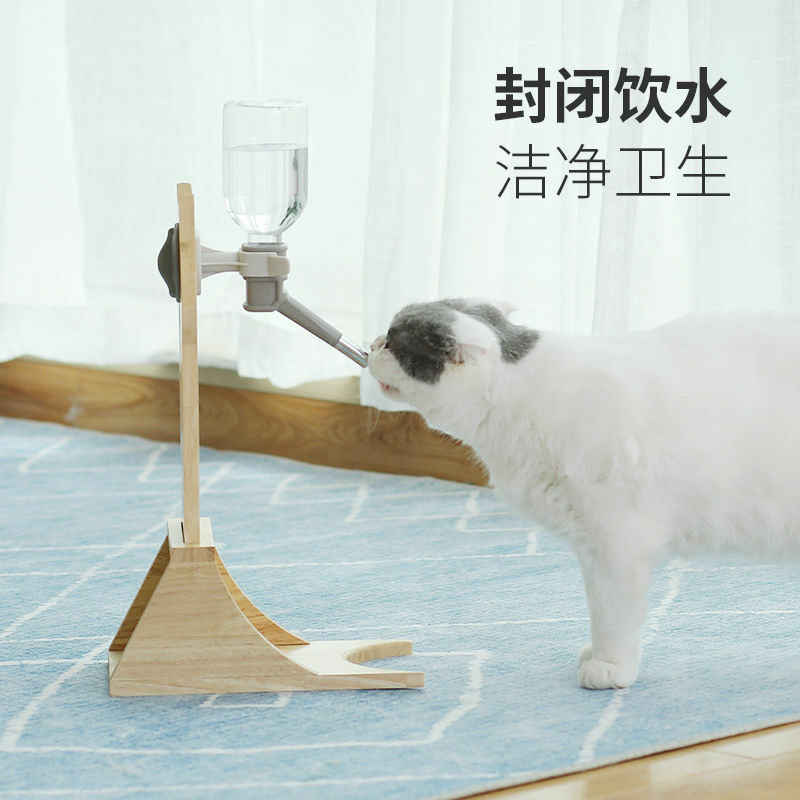 OAK PET WATER STAND – ADJUSTABLE HEIGHT, 38 × 13 × 24 CM