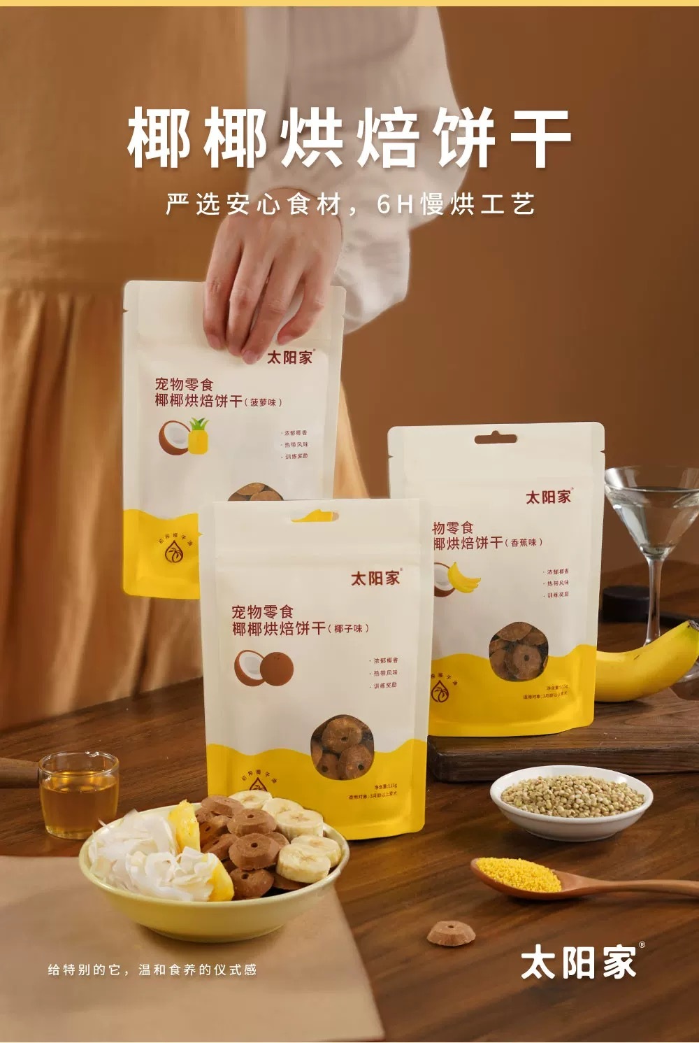 TAIYANGJIA DOG TREATS BANANA/COCONUT/PINEAPPLE BISCUIT