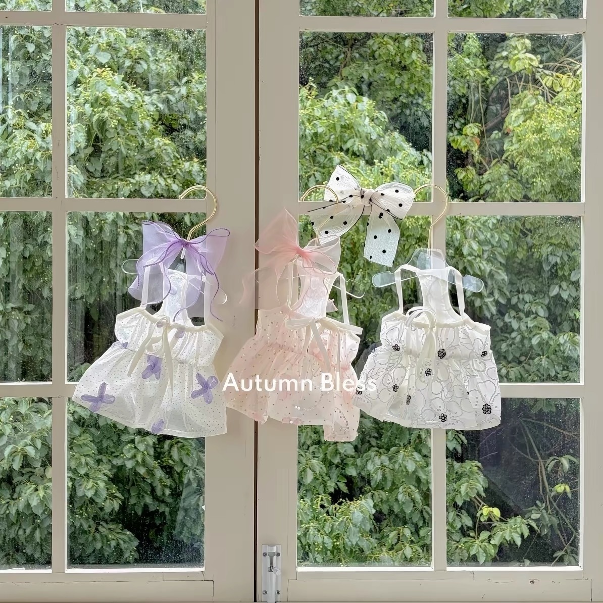 AUTUMN BLESS 宠物衣服 花仙女吊带 蕾丝裙子