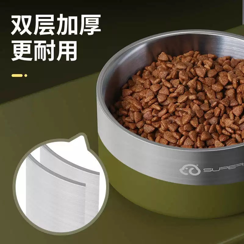 SUPER DESIGN 休普 宠物护颈双层不锈钢碗猫狗通用 （20cm长9cm高）