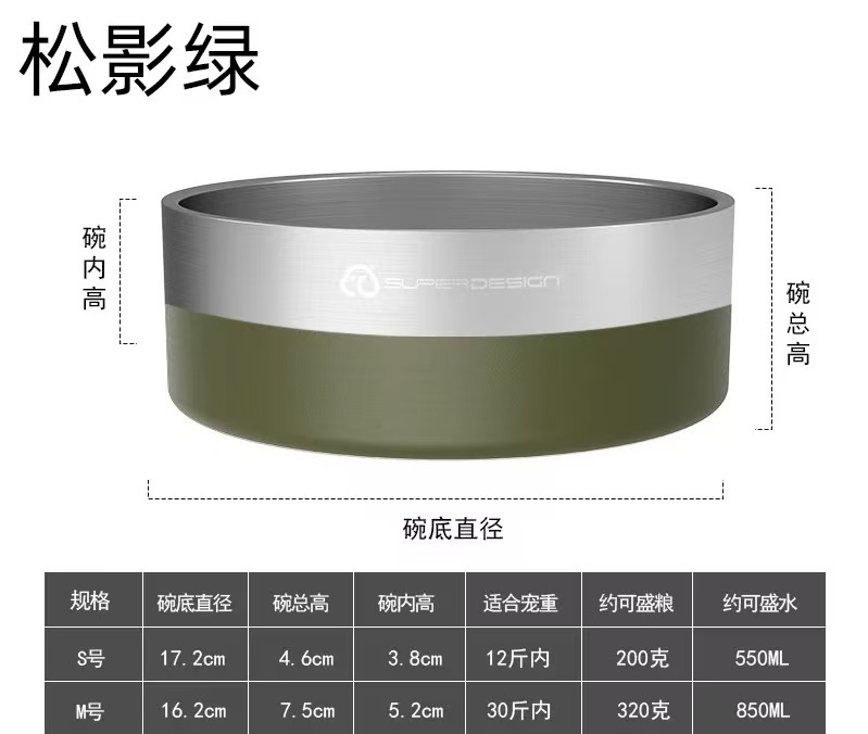 SUPER DESIGN 休普 宠物护颈双层不锈钢碗猫狗通用 （20cm长9cm高）