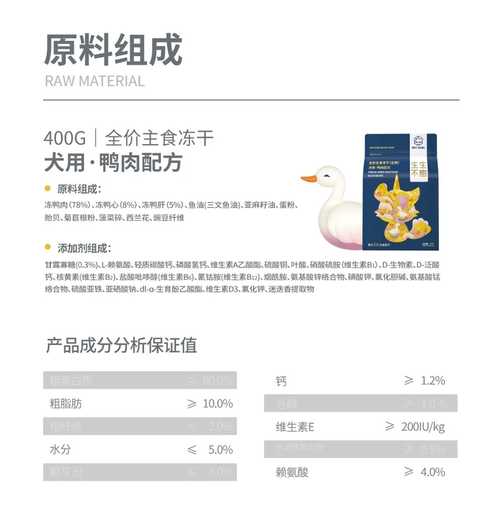 PET EVER 生生不息 S级犬用主食冻干 400g
