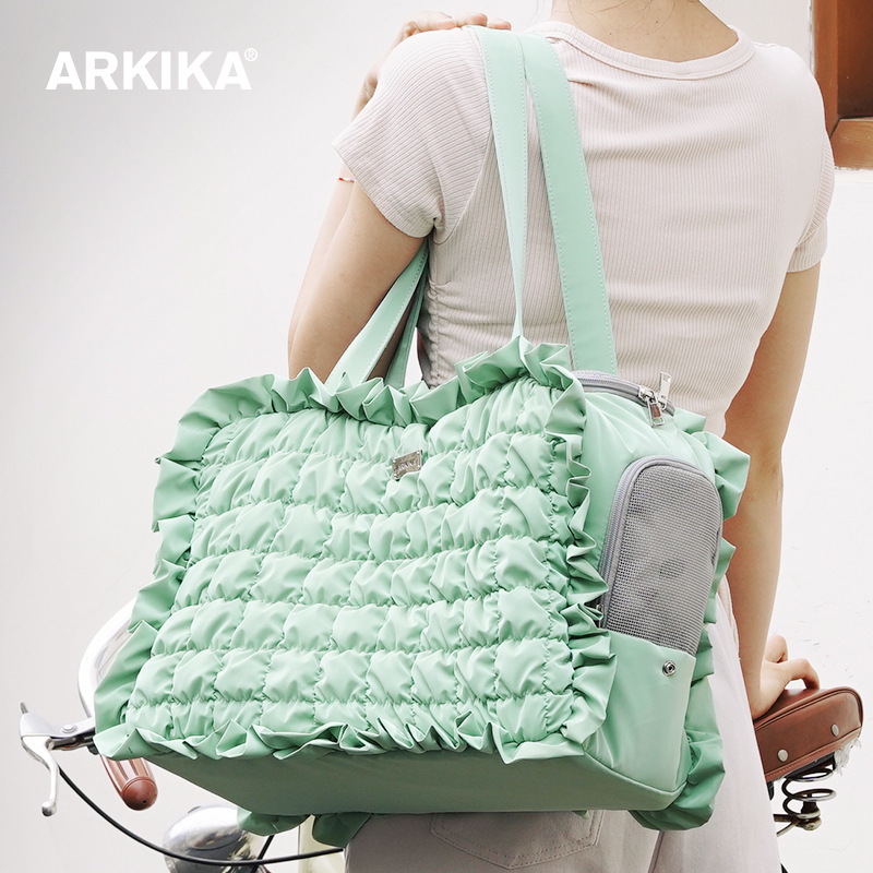 ARKIKA PET CARRIER BAG – RUFFLE-TRIM DESIGN, SOFT, COMFORTABLE & LIGHTWEIGHT