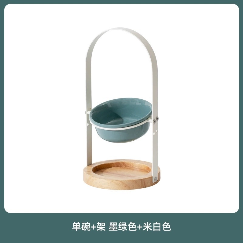 PET CERAMIC BOWL WITH BASKET-STYLE STAND – ADJUSTABLE HEIGHT
