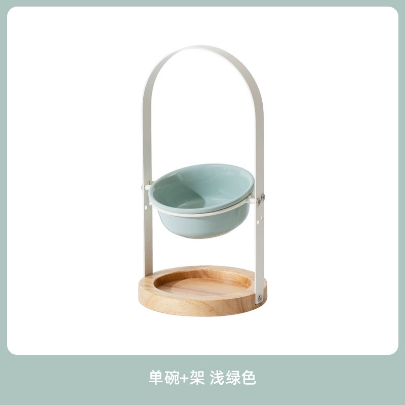 PET CERAMIC BOWL WITH BASKET-STYLE STAND – ADJUSTABLE HEIGHT