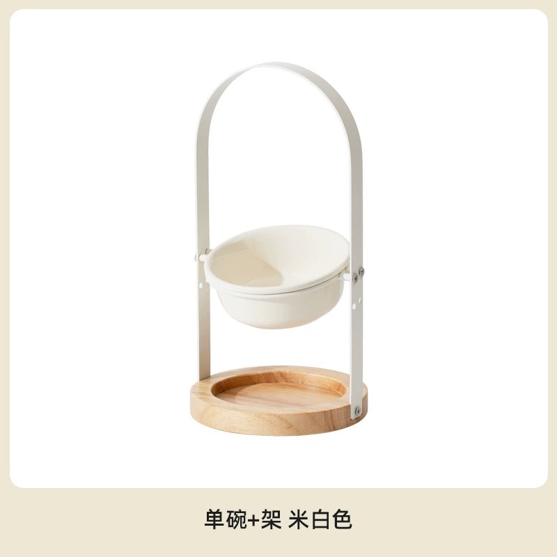 PET CERAMIC BOWL WITH BASKET-STYLE STAND – ADJUSTABLE HEIGHT