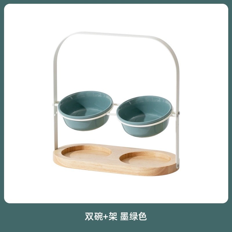 PET CERAMIC BOWL WITH BASKET-STYLE STAND – ADJUSTABLE HEIGHT