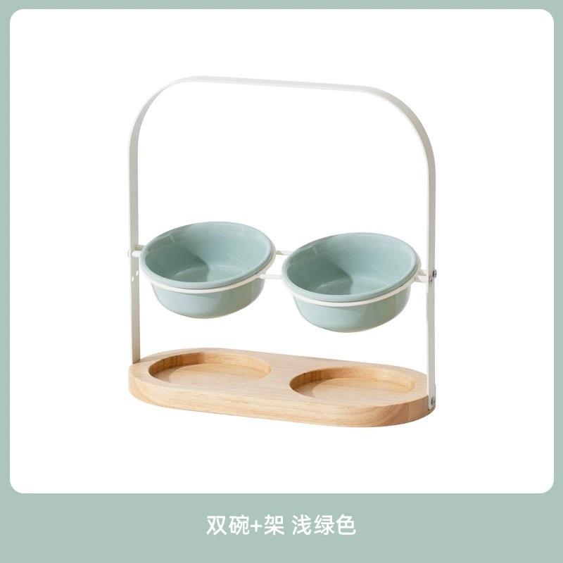 PET CERAMIC BOWL WITH BASKET-STYLE STAND – ADJUSTABLE HEIGHT