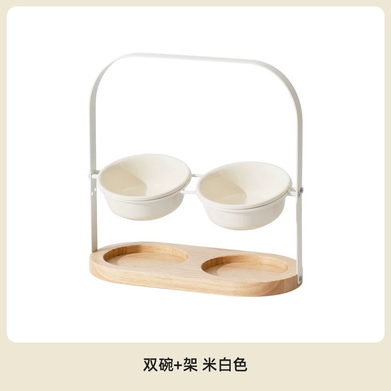 PET CERAMIC BOWL WITH BASKET-STYLE STAND – ADJUSTABLE HEIGHT