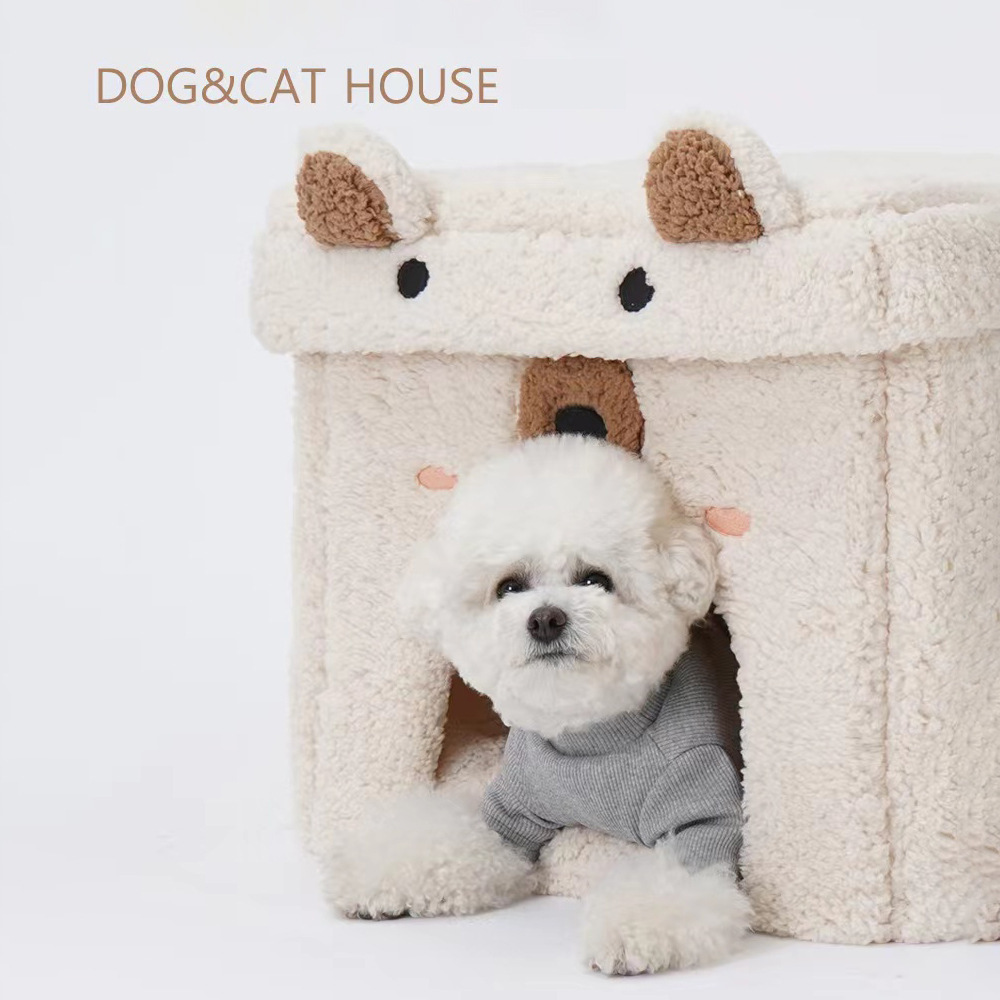 PET BED – COTTON PLUSH SHAPED BED (45 × 45 × 41 CM)