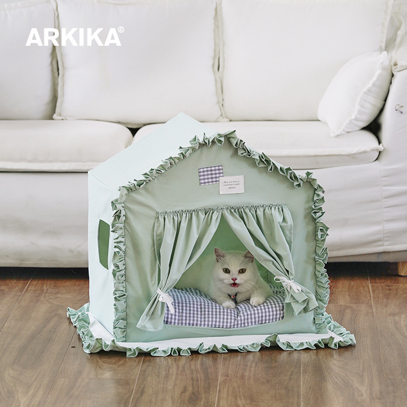 ARKIKA PET HOUSE – FOUR-SEASON LOTUS-LEAF TENT, 52 × 40 × 54 CM