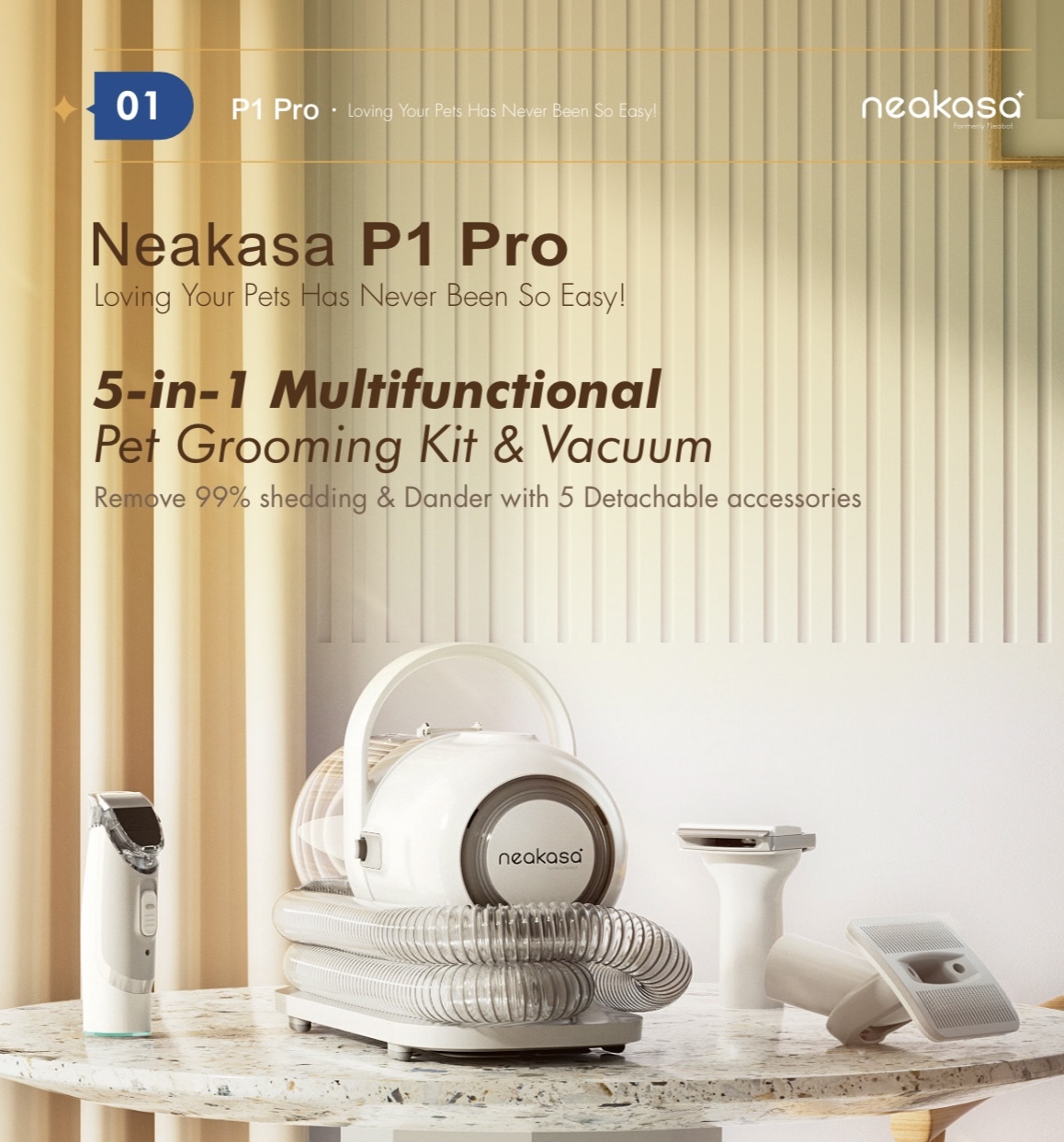NEAKASA P1 PRO 5-IN-1 MULTIFUNCTIONAL PET GROOMING KIT