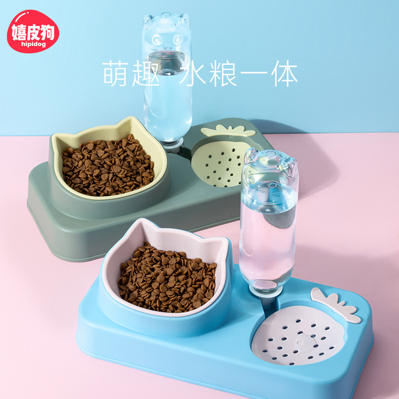 CAT-EAR NO-WET-MOUTH DOUBLE BOWL – 31 × 16 × 4.5 CM / 350 ML WATER BOTTLE