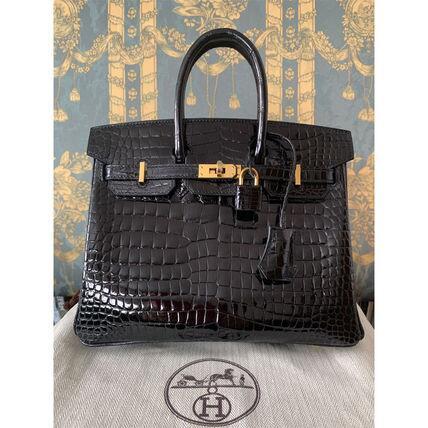 HERMES バーキン25 ポロサス クロコダイル ニロティカス 黒G金具