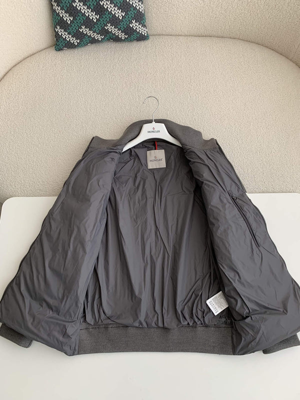 Moncler Padded Wool Zip-Up Cardigan Black/Dark Gray モンクレール パッド入りウール ジップアップ カーディガン ブラック/ダークグレー