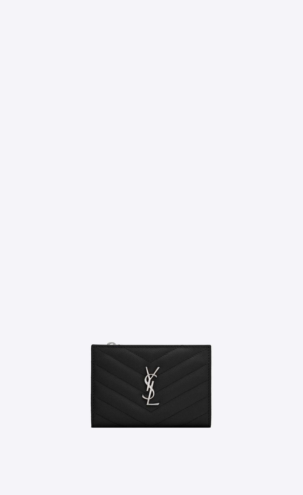 MONOGRAMキルティンググレインエンボスレザージッパー二つ折り財布