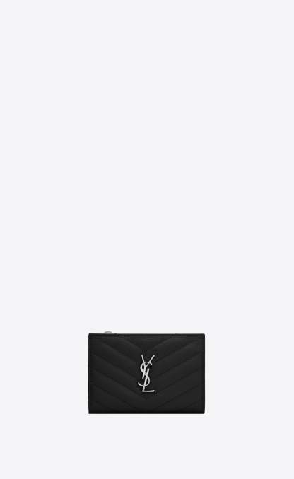 MONOGRAMキルティンググレインエンボスレザージッパー二つ折り財布