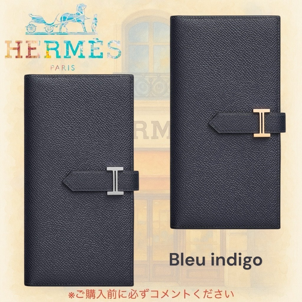 人気 定番 HERMES エルメス ベアンスフレ ブルーインディゴ 財布
