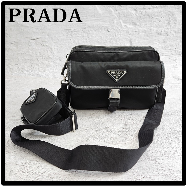 関税込★PRADA★Re-Nylon サフィアーノレザーショルダーバッグ