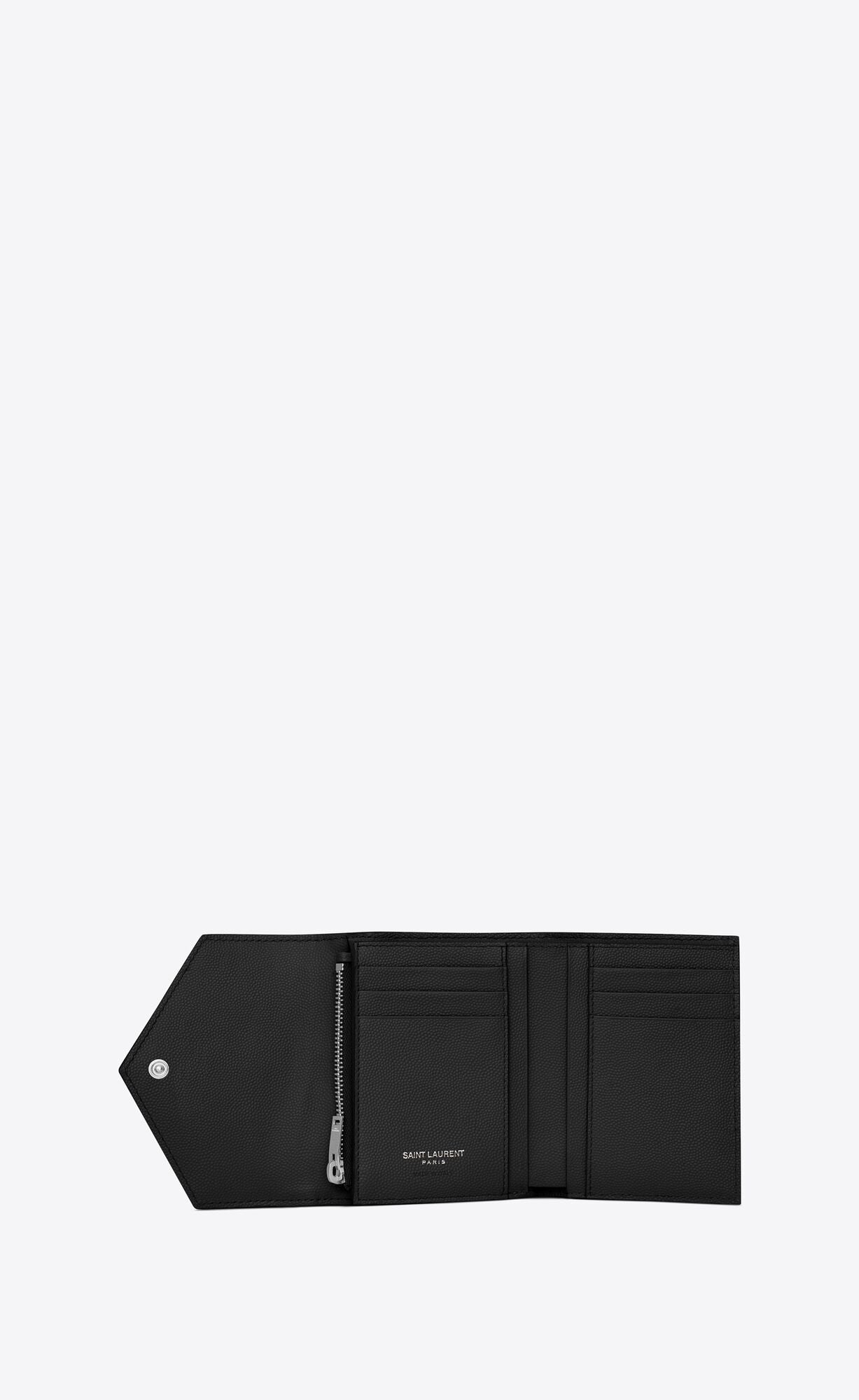 MONOGRAM黒い粒状のジャガード革短い三つ折り財布