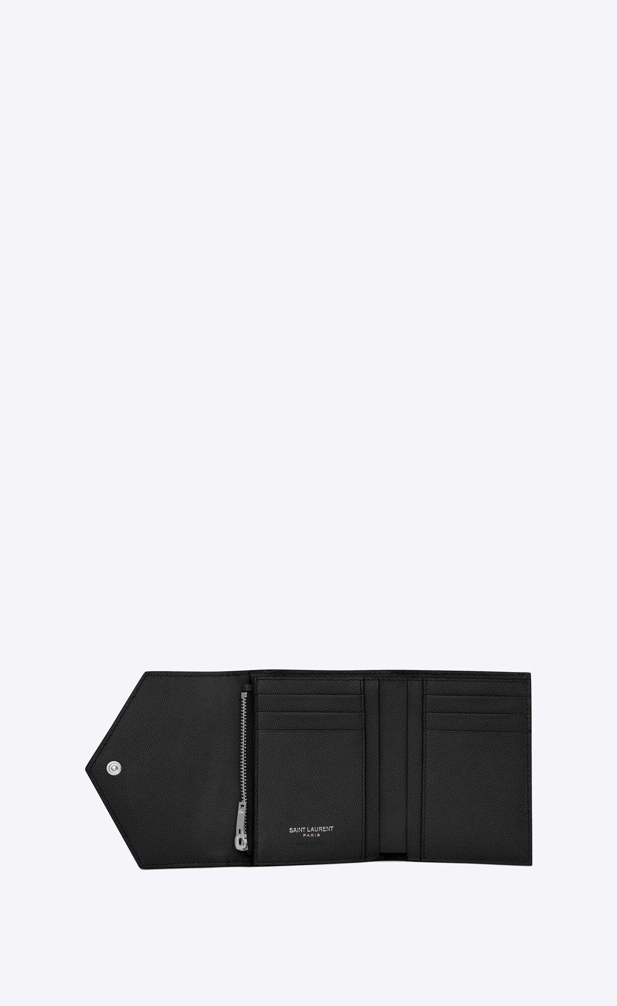 MONOGRAM黒い粒状のジャガード革短い三つ折り財布