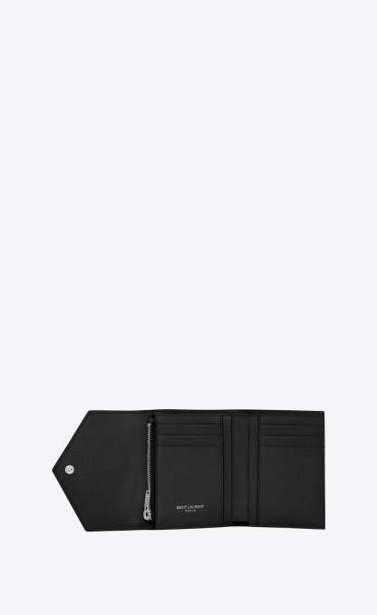 MONOGRAM黒い粒状のジャガード革短い三つ折り財布