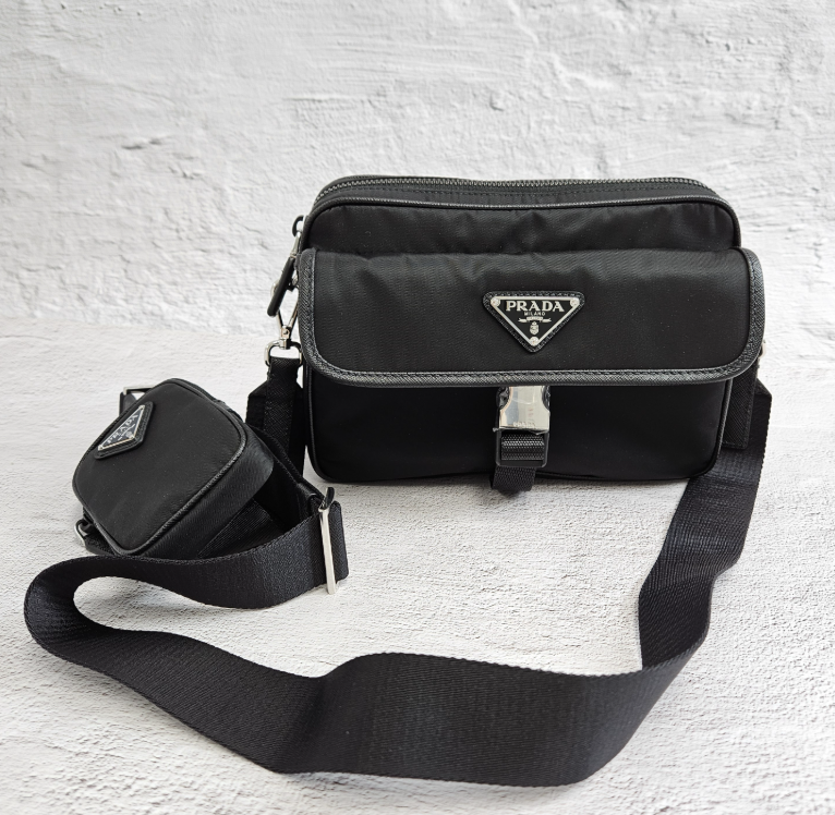 関税込★PRADA★Re-Nylon サフィアーノレザーショルダーバッグ