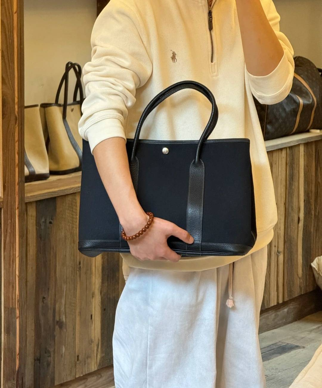 【使い勝手◎キャンバス /Noir】HERMES ガーデンパーティー36 PM