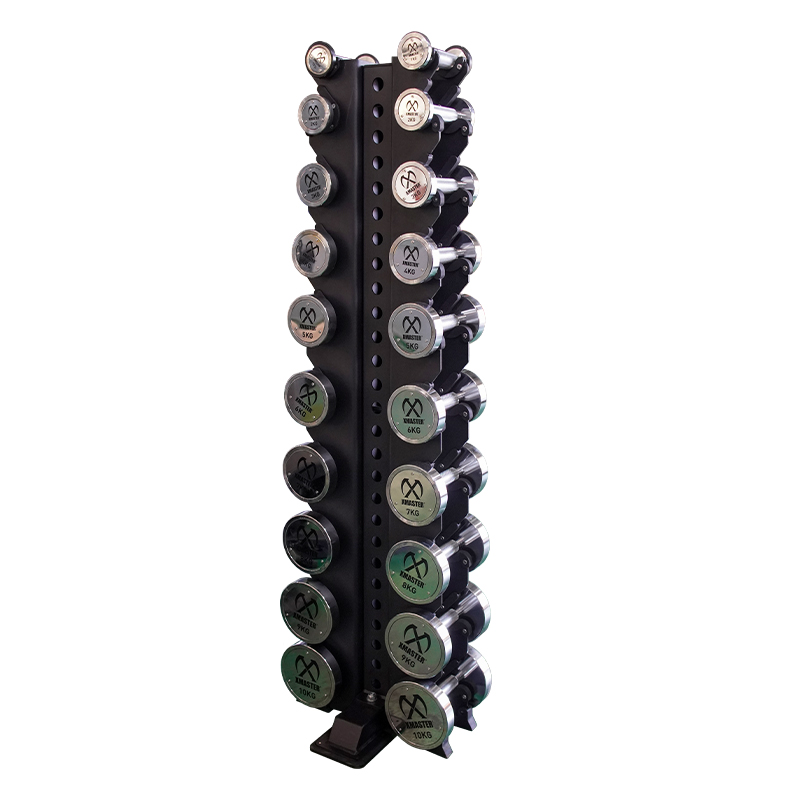 1–10 KG Vertical Chrome Dumbbell Set with Fixed Rack