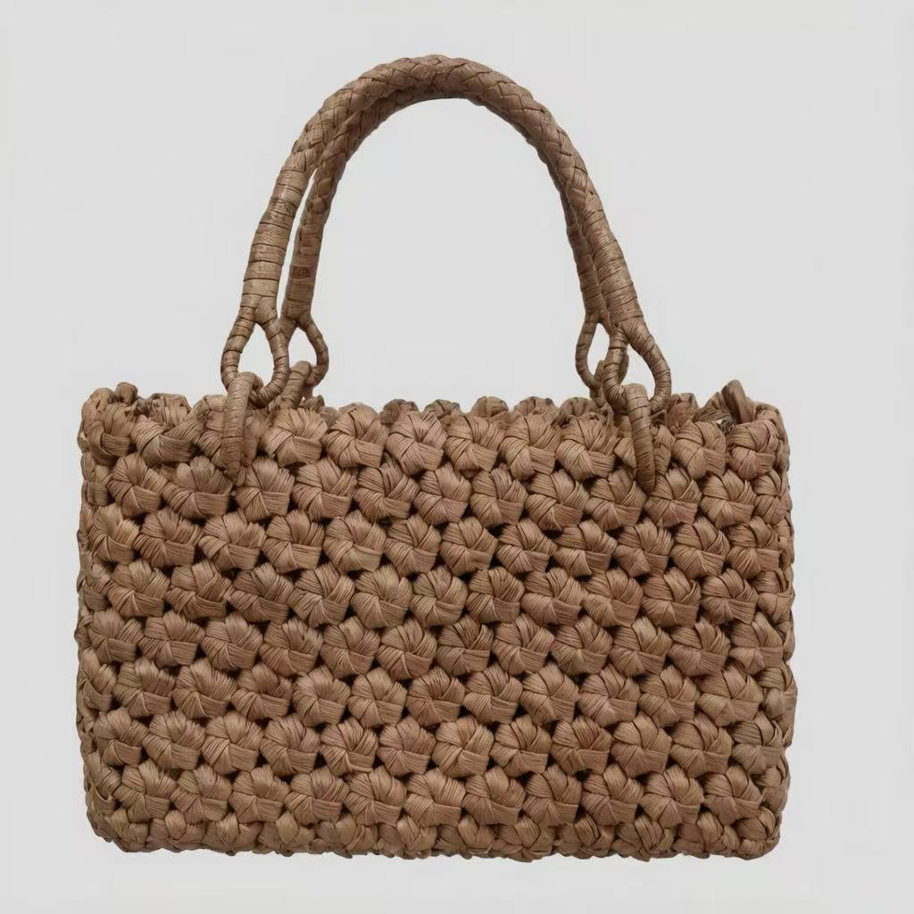 Handwoven Grape Rattan Hexagon Weave Handbag, Single Pack