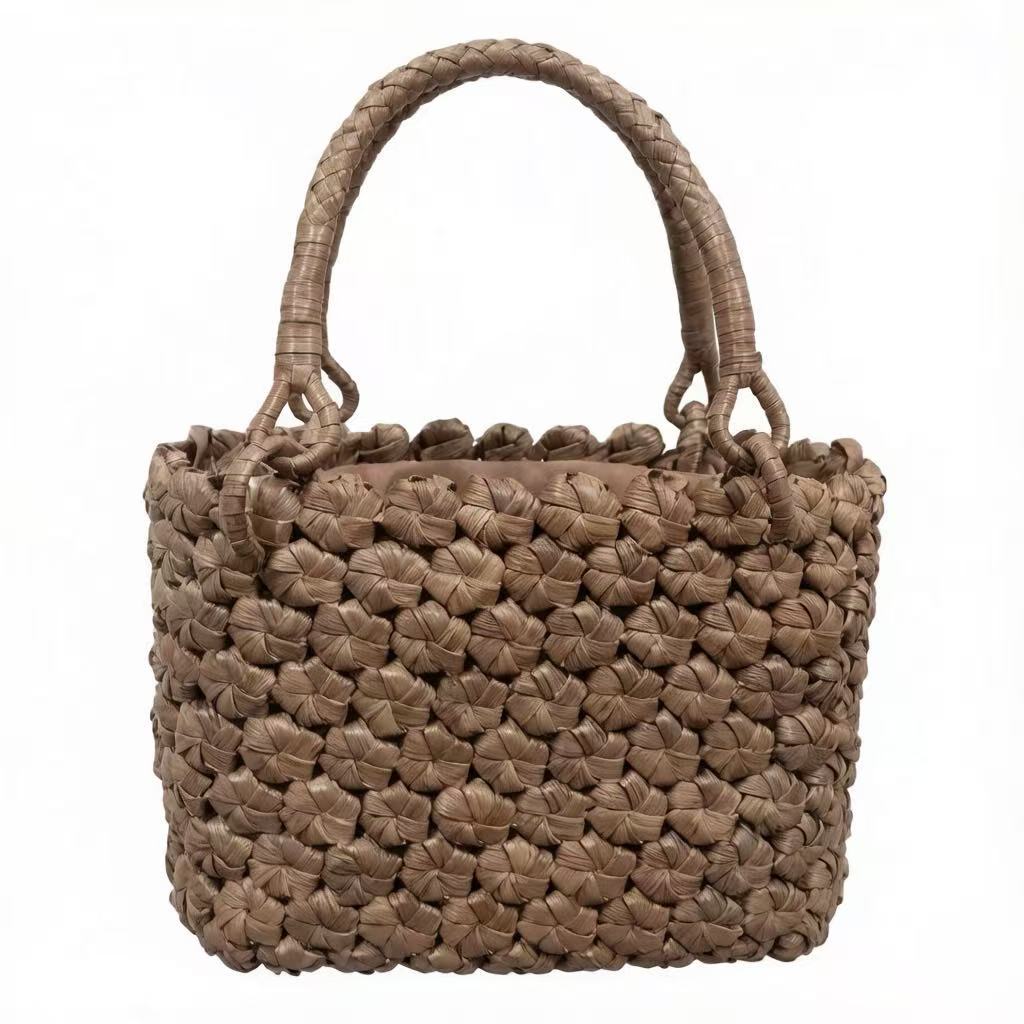 Handwoven Grape Rattan Hexagon Tote Bag, No Edge Design, Single Pack